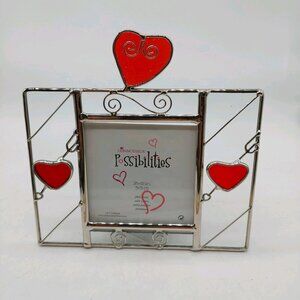 Connoisseur Metal Red Stained Glass Hearts Picture Frame